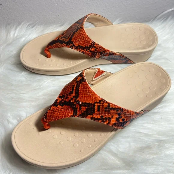 Vionic Pacific Naples Women's Platform Sandal Orange and Black Snake Size 9 - Picture 2 of 9